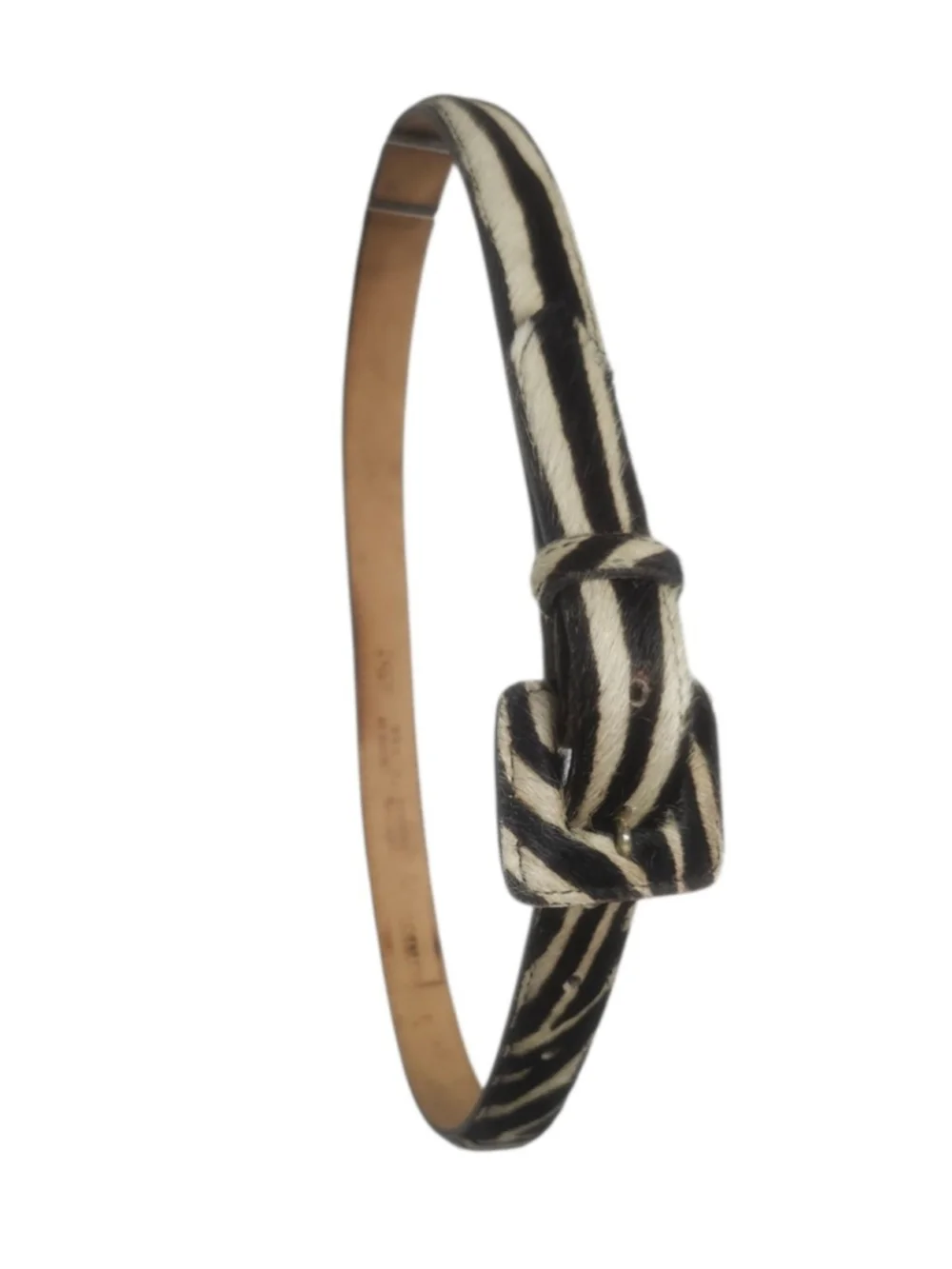 Vintage Henri Bendel Zebra Print Calf Hair Belt Medium Made in USA Style 4357